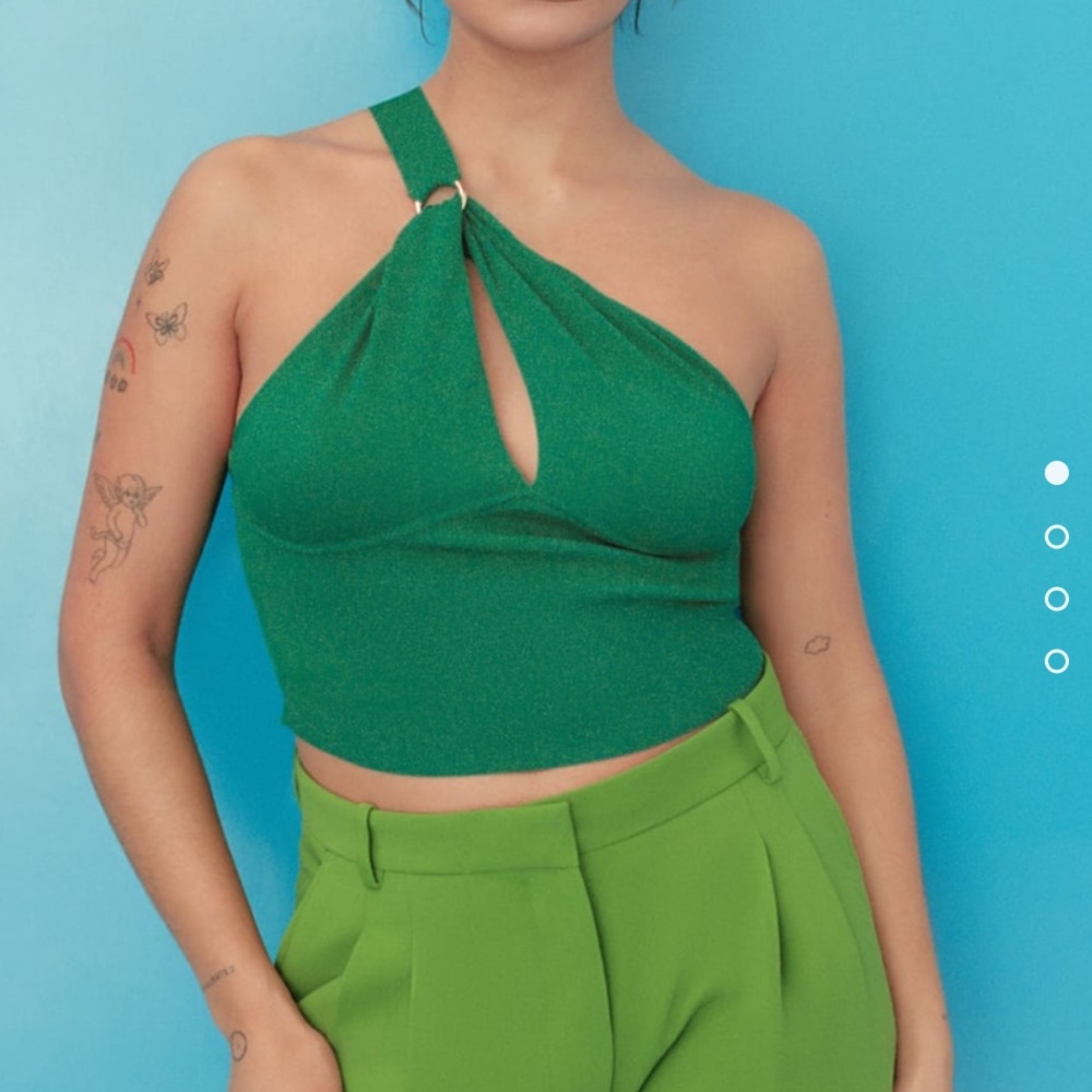 Green knit top